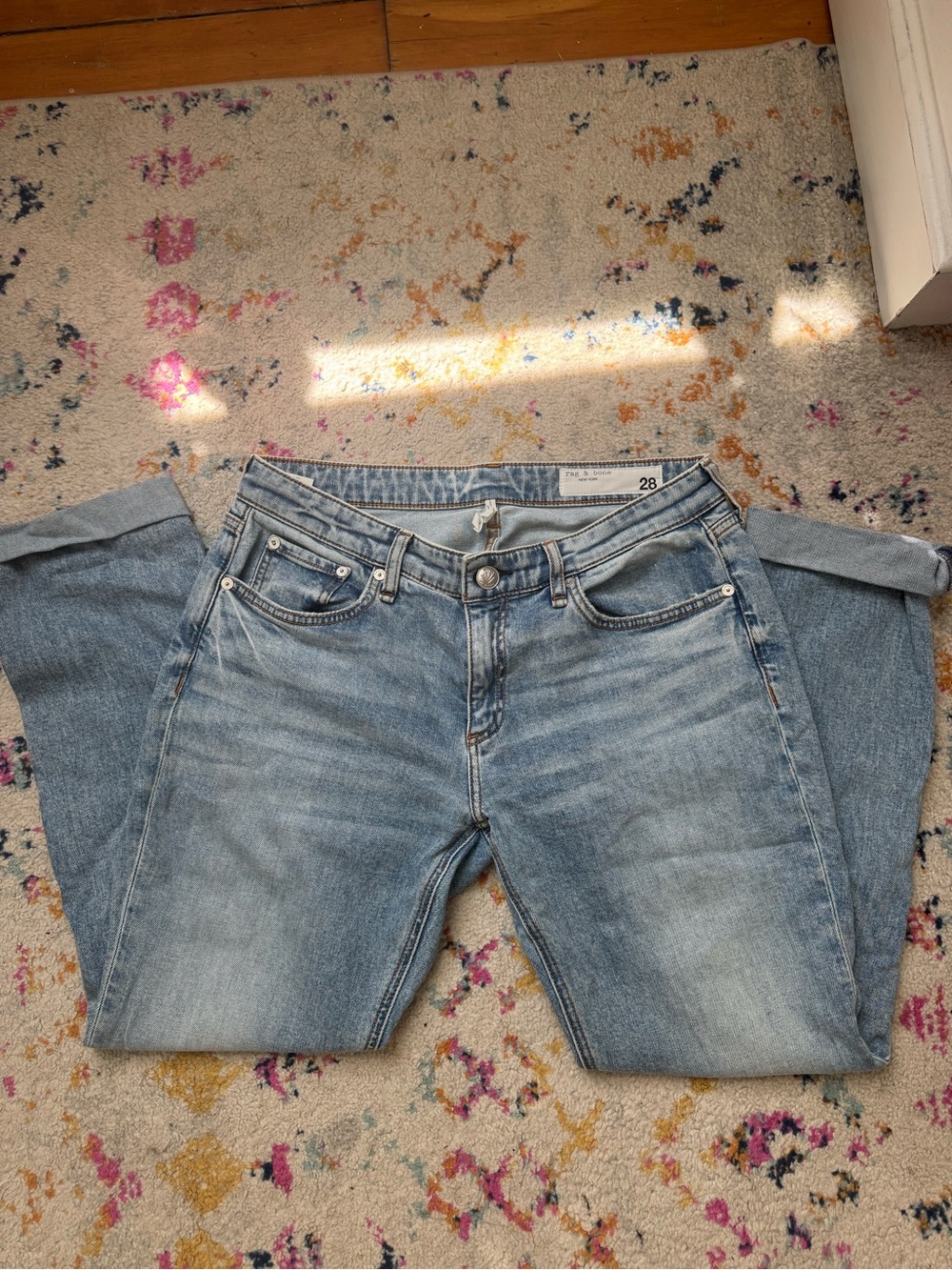 Rag and Bone Low-rise Cuffed Straight Leg Jeans